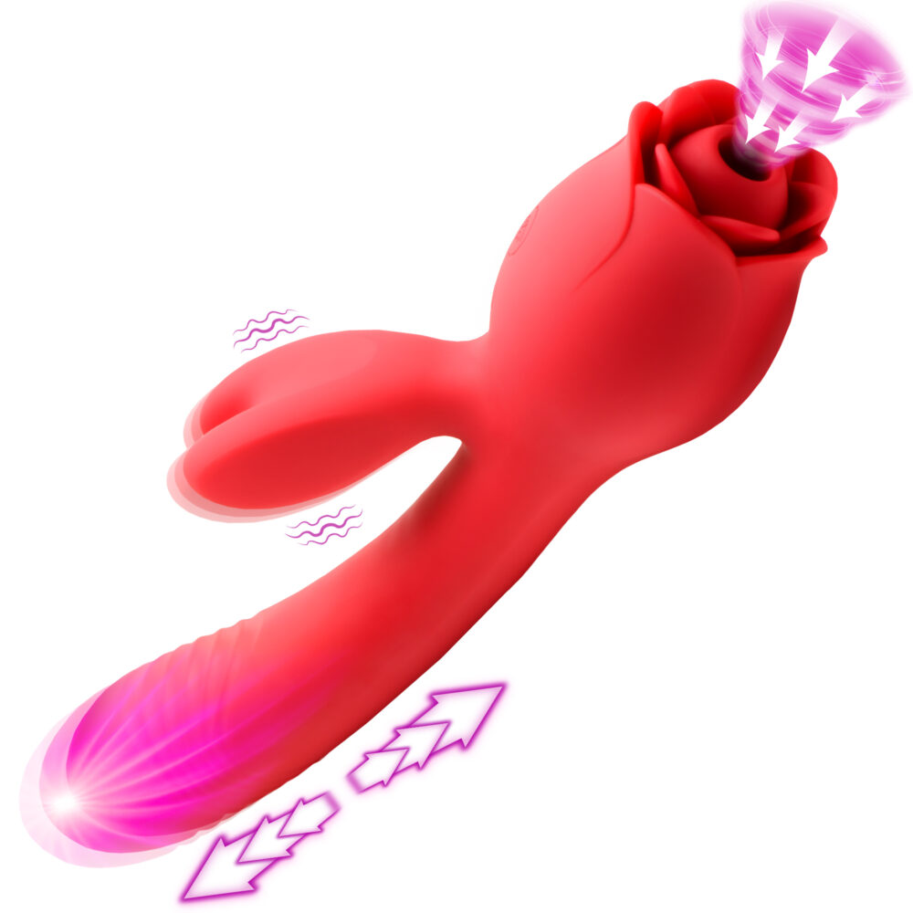 Blooming Bunny Sucking and Thrusting Silicone Rabbit Vibrator