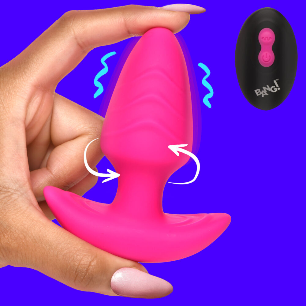 Rotating and Vibrating Silicone Butt Plug - Pink